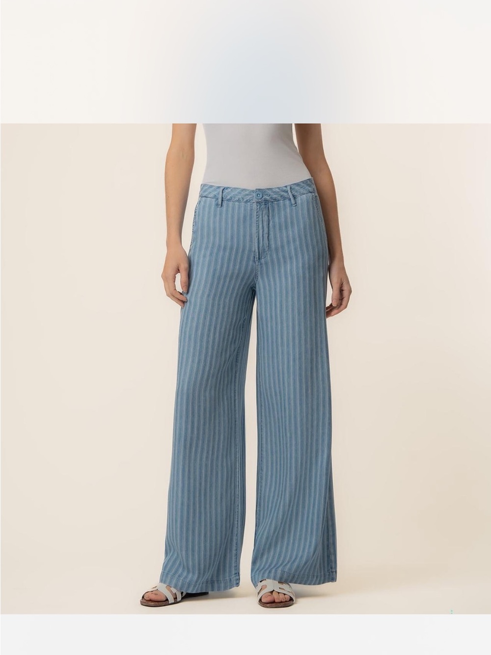 KUT from the Kloth Ryan Stripe High Rise Wide Leg Jean, Blue Ribbon, Size: 8